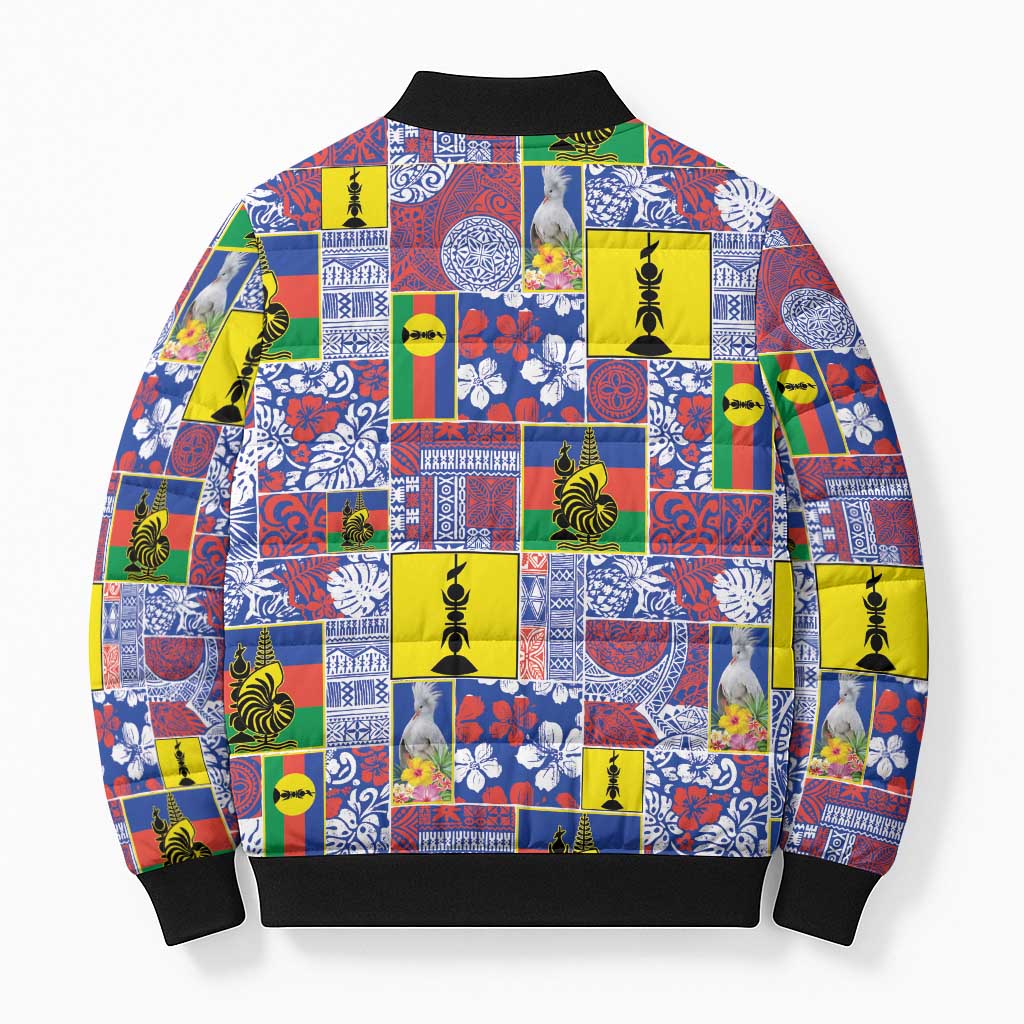 New Caledonia Joyeux Noel Bomber Puffer Jacket Pacific Patchwork Xmas Vibes LT9 - Polynesian Pride