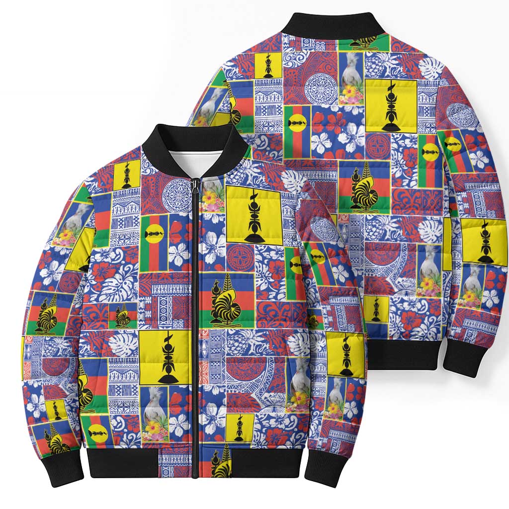 New Caledonia Joyeux Noel Bomber Puffer Jacket Pacific Patchwork Xmas Vibes LT9 - Polynesian Pride