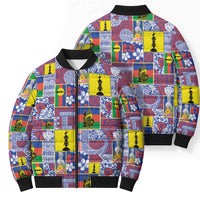 New Caledonia Joyeux Noel Bomber Puffer Jacket Pacific Patchwork Xmas Vibes LT9 - Polynesian Pride
