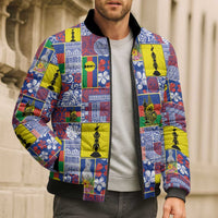 New Caledonia Joyeux Noel Bomber Puffer Jacket Pacific Patchwork Xmas Vibes LT9 - Polynesian Pride