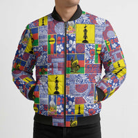 New Caledonia Joyeux Noel Bomber Puffer Jacket Pacific Patchwork Xmas Vibes LT9 - Polynesian Pride