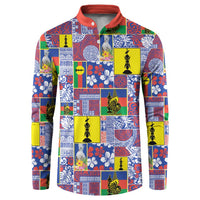 New Caledonia Joyeux Noel Button Sweatshirt Pacific Patchwork Xmas Vibes LT9 Blue - Polynesian Pride