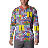 New Caledonia Joyeux Noel Button Sweatshirt Pacific Patchwork Xmas Vibes LT9 - Polynesian Pride