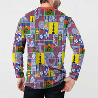 New Caledonia Joyeux Noel Button Sweatshirt Pacific Patchwork Xmas Vibes LT9 - Polynesian Pride