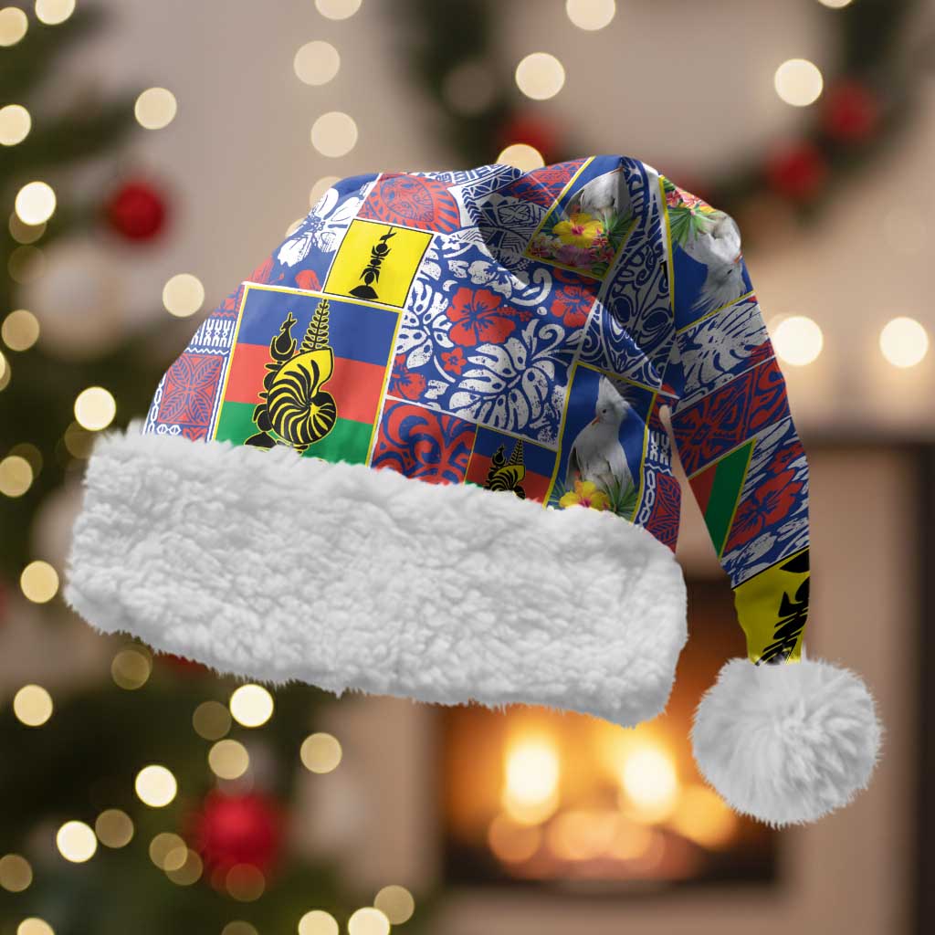 New Caledonia Joyeux Noel Christmas Santa Hat Pacific Patchwork Xmas Vibes LT9 With Fur Blue - Polynesian Pride
