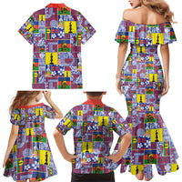 New Caledonia Joyeux Noel Family Matching Mermaid Dress and Hawaiian Shirt Pacific Patchwork Xmas Vibes - Polynesian Pride
