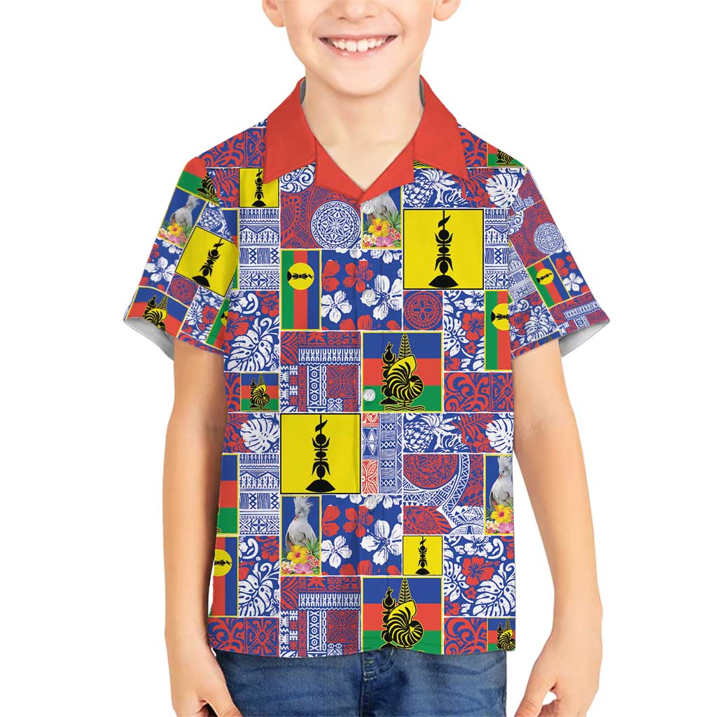 New Caledonia Joyeux Noel Family Matching Off Shoulder Short Dress and Hawaiian Shirt Pacific Patchwork Xmas Vibes - Polynesian Pride