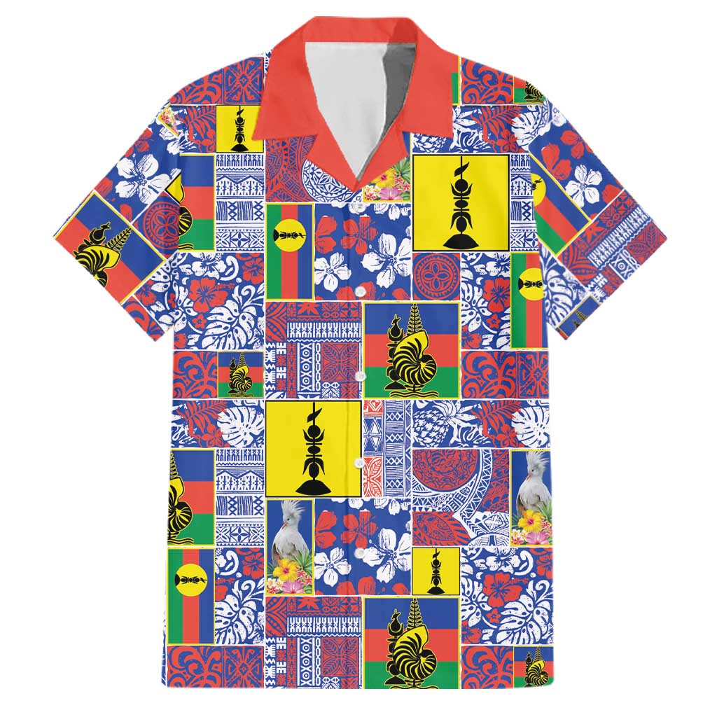 New Caledonia Joyeux Noel Family Matching Puletasi and Hawaiian Shirt Pacific Patchwork Xmas Vibes LT9 Dad's Shirt - Short Sleeve Blue - Polynesian Pride