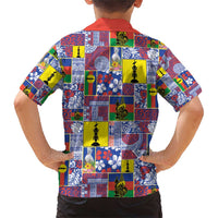 New Caledonia Joyeux Noel Family Matching Short Sleeve Bodycon Dress and Hawaiian Shirt Pacific Patchwork Xmas Vibes - Polynesian Pride