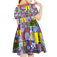 New Caledonia Joyeux Noel Kid Short Sleeve Dress Pacific Patchwork Xmas Vibes - Polynesian Pride