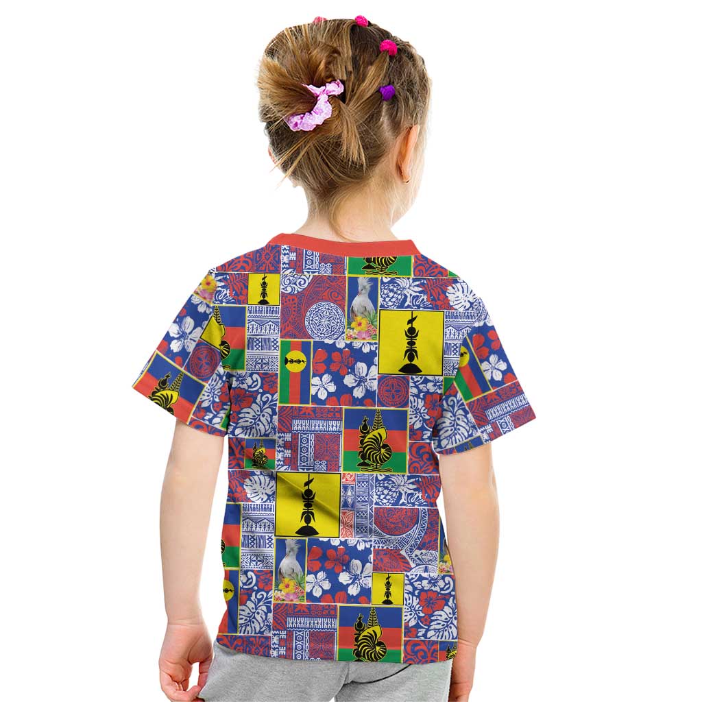 New Caledonia Joyeux Noel Kid T Shirt Pacific Patchwork Xmas Vibes - Polynesian Pride