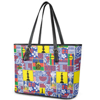 New Caledonia Joyeux Noel Leather Tote Bag Pacific Patchwork Xmas Vibes LT9 - Polynesian Pride