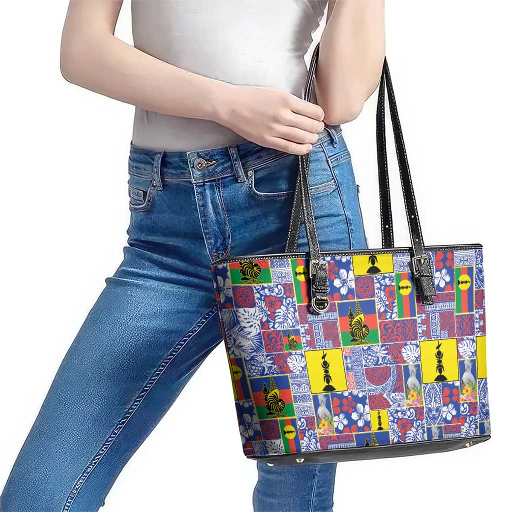 New Caledonia Joyeux Noel Leather Tote Bag Pacific Patchwork Xmas Vibes LT9 - Polynesian Pride