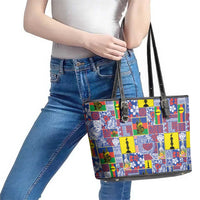 New Caledonia Joyeux Noel Leather Tote Bag Pacific Patchwork Xmas Vibes LT9 - Polynesian Pride