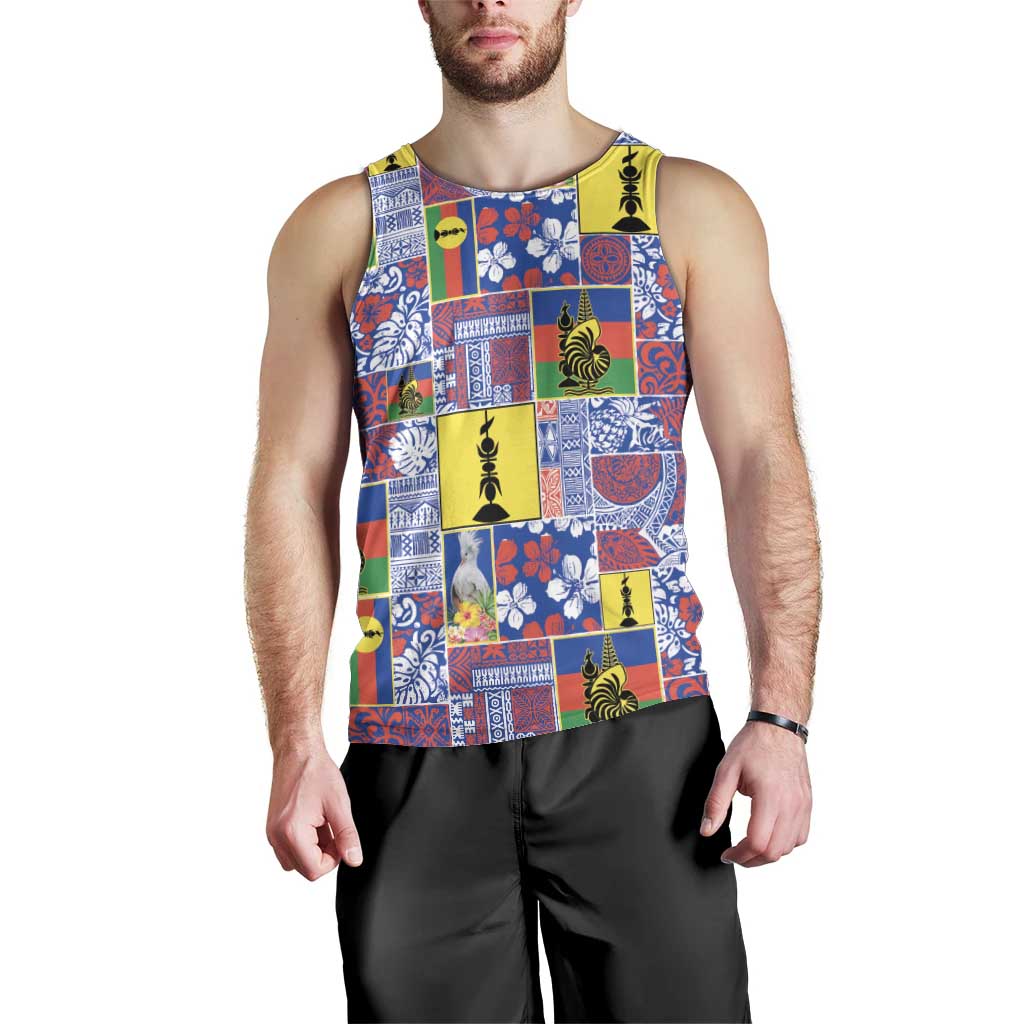 New Caledonia Joyeux Noel Men Tank Top Pacific Patchwork Xmas Vibes - Polynesian Pride