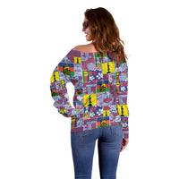 New Caledonia Joyeux Noel Off Shoulder Sweater Pacific Patchwork Xmas Vibes LT9 - Polynesian Pride