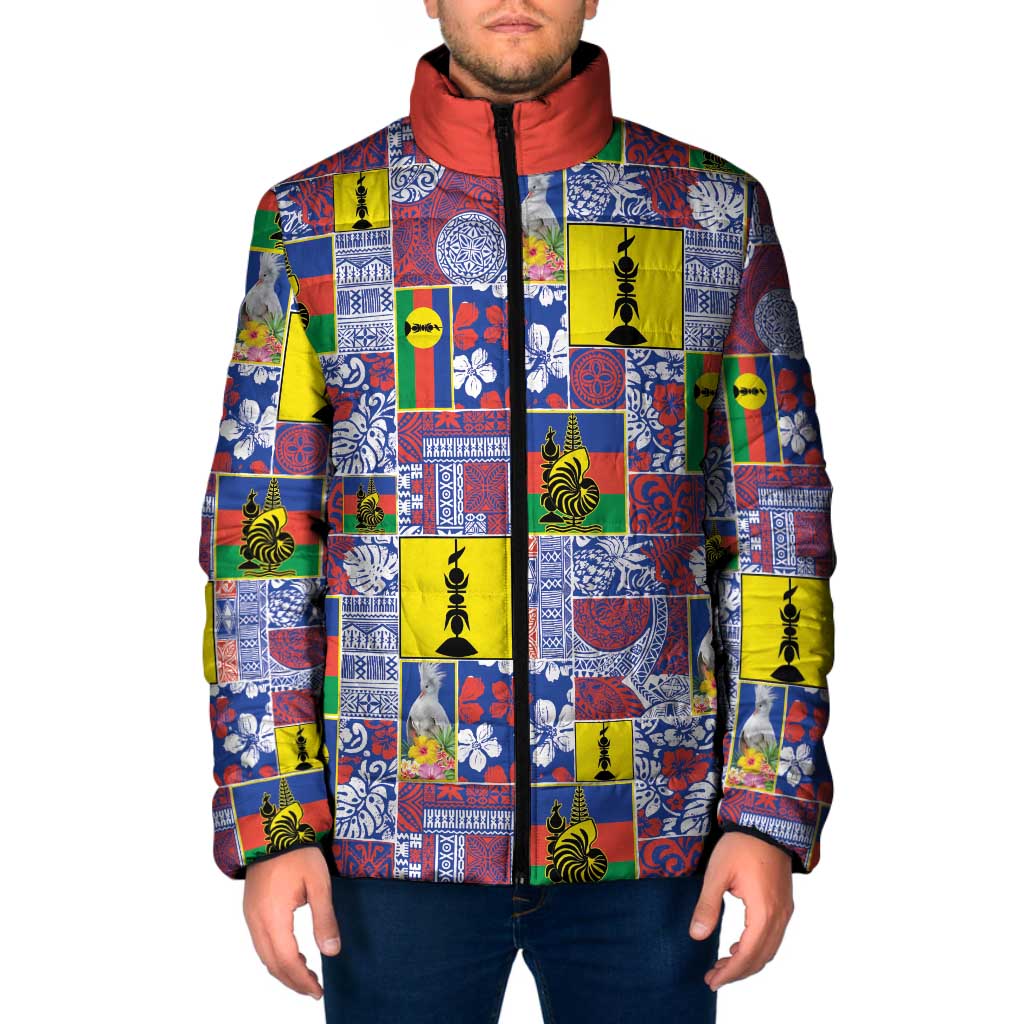 New Caledonia Joyeux Noel Padded Jacket Pacific Patchwork Xmas Vibes LT9 Men Blue - Polynesian Pride