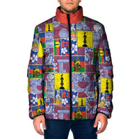 New Caledonia Joyeux Noel Padded Jacket Pacific Patchwork Xmas Vibes LT9 Men Blue - Polynesian Pride