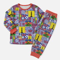 New Caledonia Joyeux Noel Christmas Pajama Set Pacific Patchwork Xmas Vibes LT9 Men Blue - Polynesian Pride