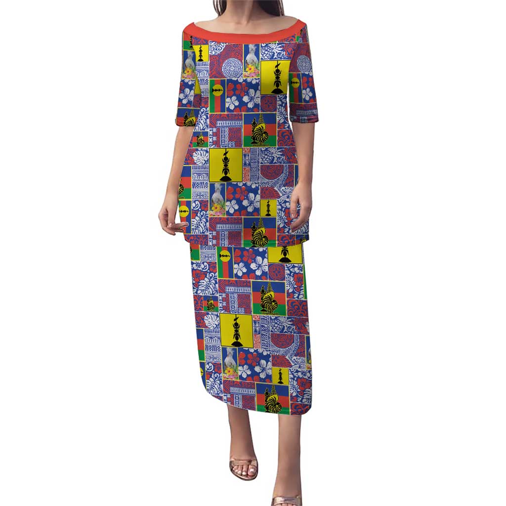 New Caledonia Joyeux Noel Puletasi Pacific Patchwork Xmas Vibes - Polynesian Pride