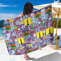 New Caledonia Joyeux Noel Sarong Pacific Patchwork Xmas Vibes LT9 One Size 44 x 66 inches Blue - Polynesian Pride