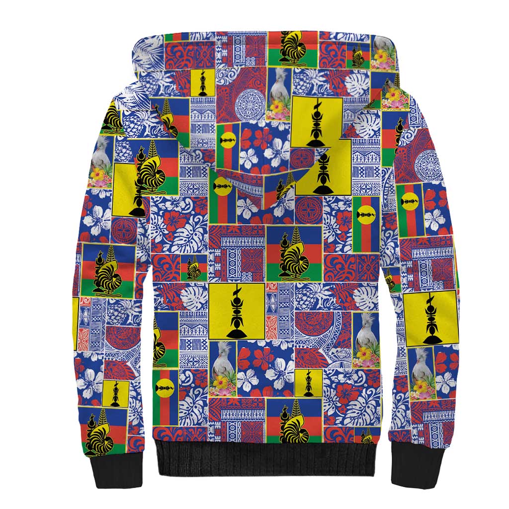 New Caledonia Joyeux Noel Sherpa Hoodie Pacific Patchwork Xmas Vibes - Polynesian Pride