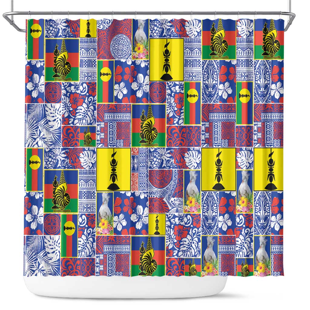 New Caledonia Joyeux Noel Shower Curtain Pacific Patchwork Xmas Vibes - Polynesian Pride