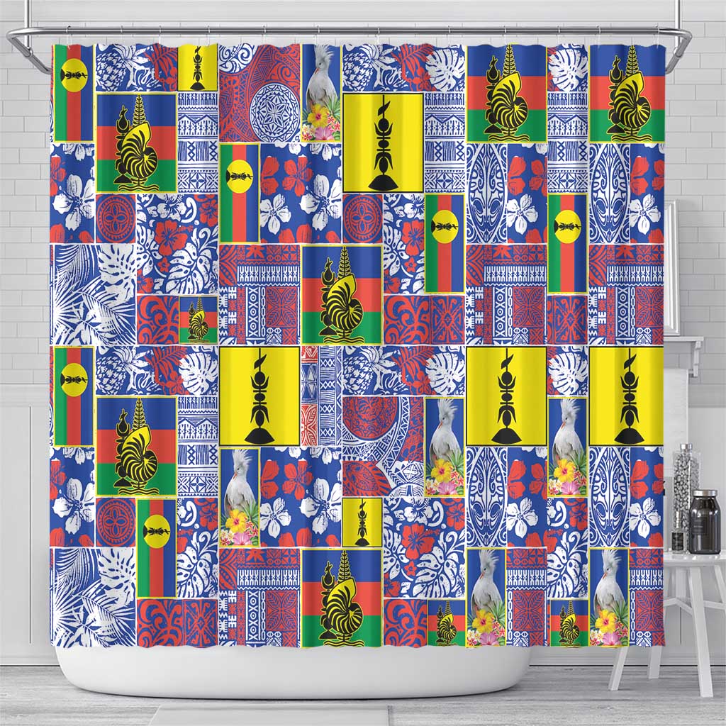 New Caledonia Joyeux Noel Shower Curtain Pacific Patchwork Xmas Vibes - Polynesian Pride