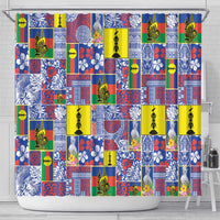 New Caledonia Joyeux Noel Shower Curtain Pacific Patchwork Xmas Vibes - Polynesian Pride