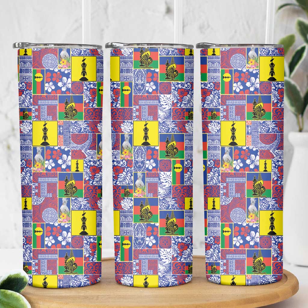 New Caledonia Joyeux Noel Skinny Tumbler Pacific Patchwork Xmas Vibes - Polynesian Pride
