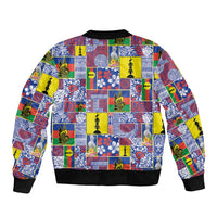 New Caledonia Joyeux Noel Sleeve Zip Bomber Jacket Pacific Patchwork Xmas Vibes LT9 - Polynesian Pride