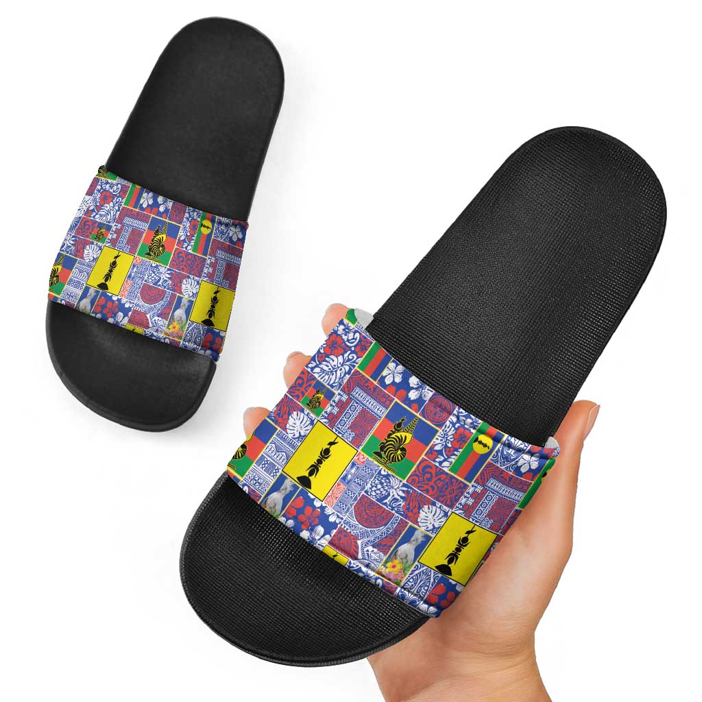 New Caledonia Joyeux Noel Slide Sandals Pacific Patchwork Xmas Vibes - Polynesian Pride