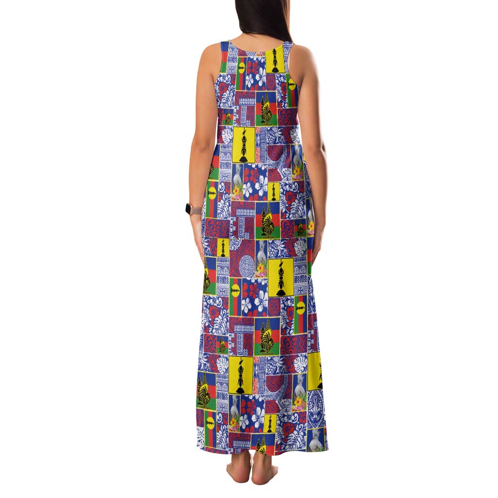 New Caledonia Joyeux Noel Tank Maxi Dress Pacific Patchwork Xmas Vibes - Polynesian Pride