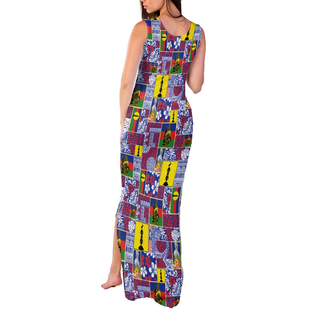 New Caledonia Joyeux Noel Tank Maxi Dress Pacific Patchwork Xmas Vibes - Polynesian Pride