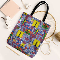 New Caledonia Joyeux Noel Tote Bag Pacific Patchwork Xmas Vibes LT9 Black Strap One Size Blue - Polynesian Pride