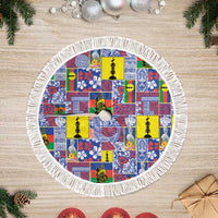 New Caledonia Joyeux Noel Tree Skirt Pacific Patchwork Xmas Vibes LT9 Fringed Blue - Polynesian Pride