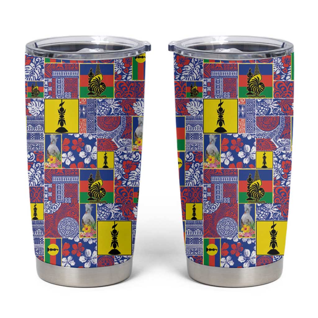 New Caledonia Joyeux Noel Tumbler Cup Pacific Patchwork Xmas Vibes LT9 Blue - Polynesian Pride