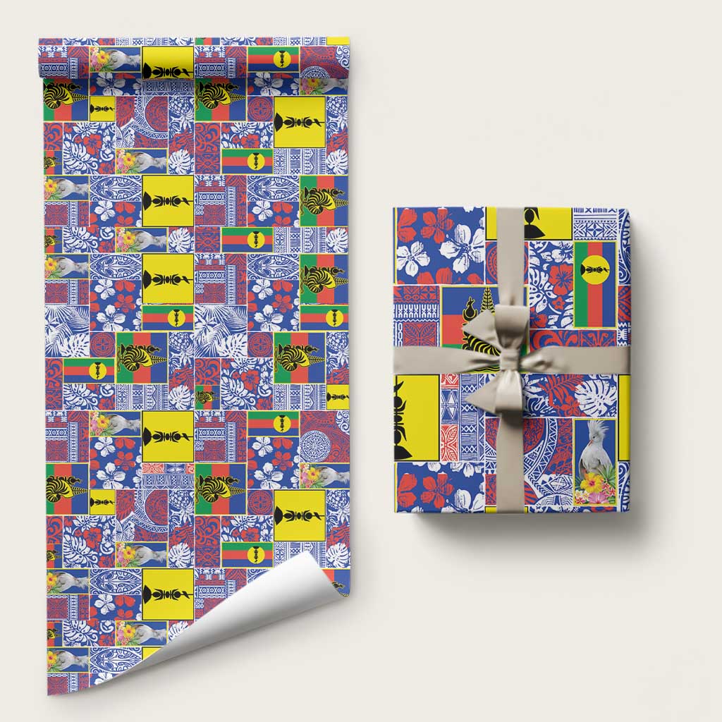 New Caledonia Joyeux Noel Wrapping Paper Pacific Patchwork Xmas Vibes LT9 58" × 23" Blue - Polynesian Pride