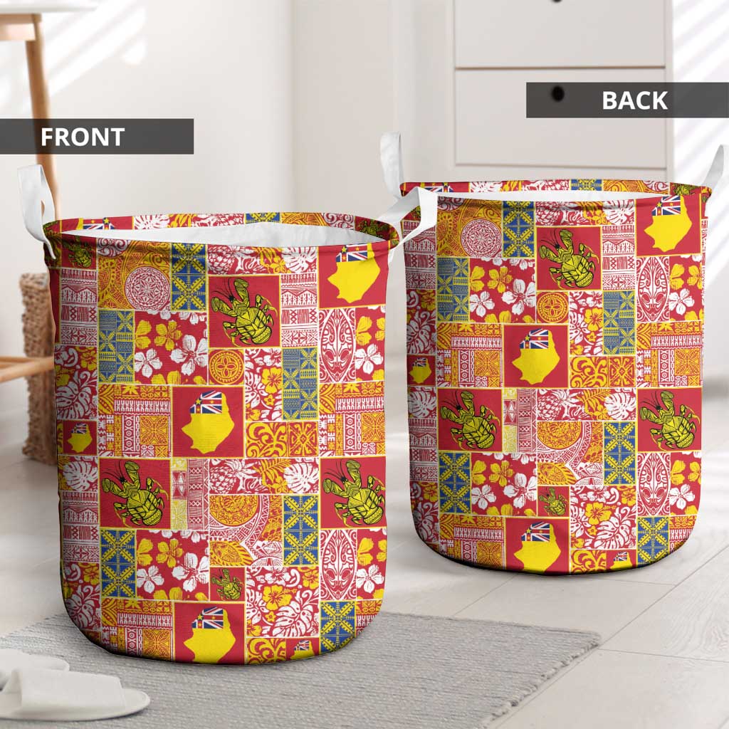 Niue Monuina e Kilisimasi Laundry Basket Pacific Patchwork Xmas Vibes - Polynesian Pride