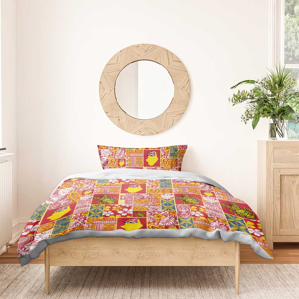 Niue Monuina e Kilisimasi Bedding Set Pacific Patchwork Xmas Vibes - Polynesian Pride