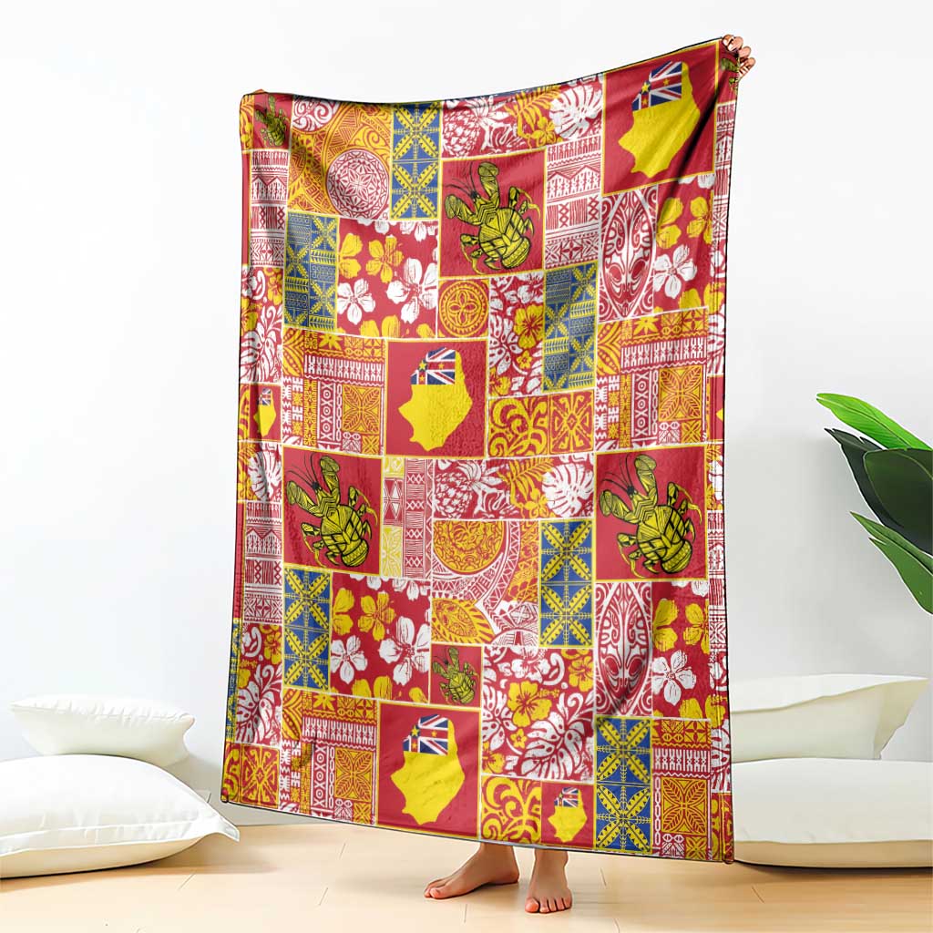 Niue Monuina e Kilisimasi Blanket Pacific Patchwork Xmas Vibes - Polynesian Pride