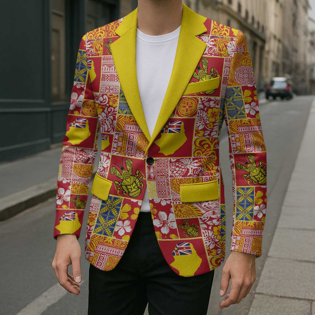 Niue Monuina e Kilisimasi Blazer Pacific Patchwork Xmas Vibes - Polynesian Pride