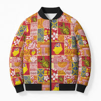 Niue Monuina e Kilisimasi Bomber Puffer Jacket Pacific Patchwork Xmas Vibes - Polynesian Pride