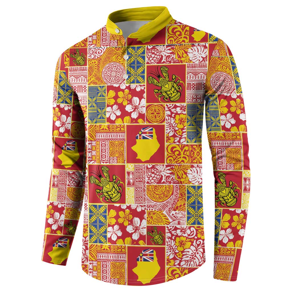 Niue Monuina e Kilisimasi Button Sweatshirt Pacific Patchwork Xmas Vibes - Polynesian Pride