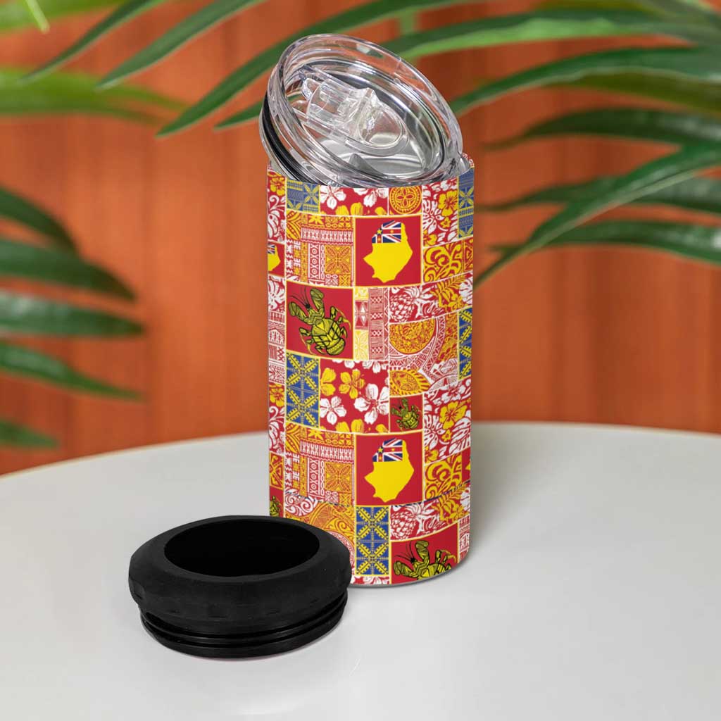 Niue Monuina e Kilisimasi 4 in 1 Can Cooler Tumbler Pacific Patchwork Xmas Vibes - Polynesian Pride