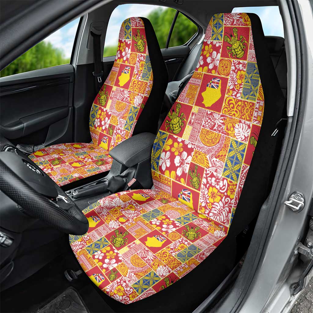 Niue Monuina e Kilisimasi Car Seat Cover Pacific Patchwork Xmas Vibes - Polynesian Pride
