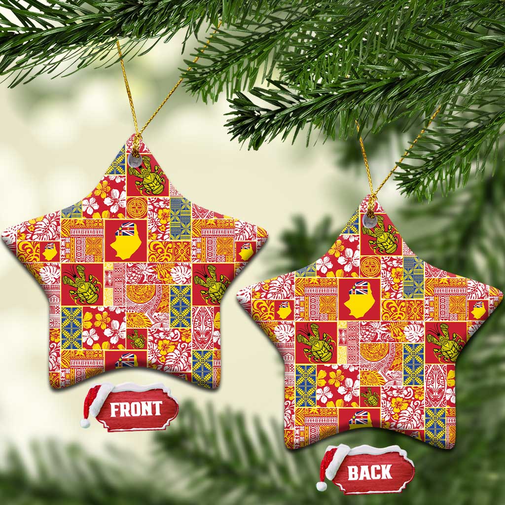 Niue Monuina e Kilisimasi Ceramic Ornament Pacific Patchwork Xmas Vibes - Polynesian Pride