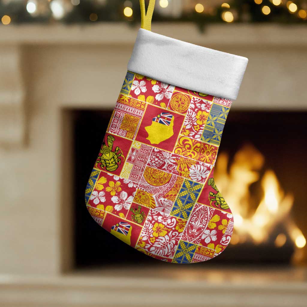 Niue Monuina e Kilisimasi Christmas Stocking Pacific Patchwork Xmas Vibes - Polynesian Pride