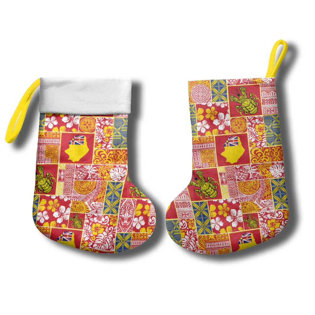 Niue Monuina e Kilisimasi Christmas Stocking Pacific Patchwork Xmas Vibes - Polynesian Pride