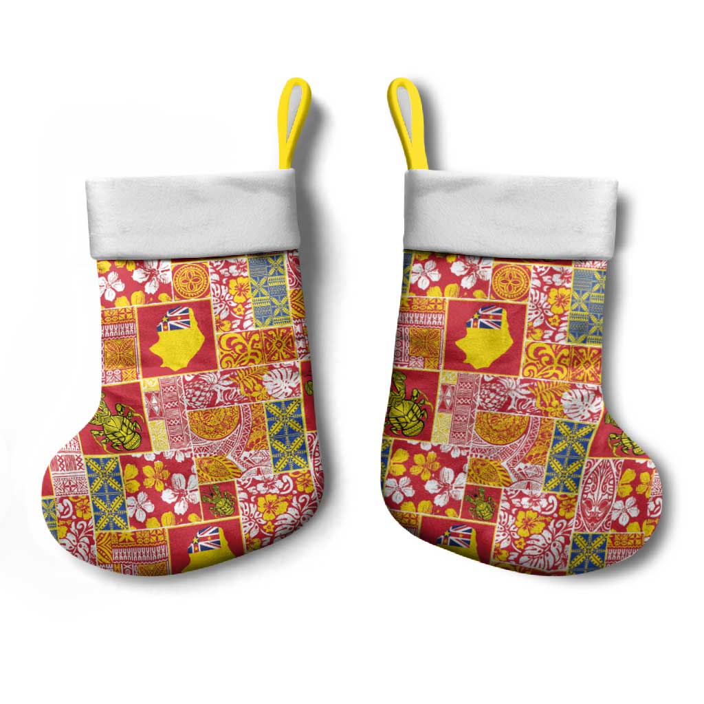 Niue Monuina e Kilisimasi Christmas Stocking Pacific Patchwork Xmas Vibes - Polynesian Pride